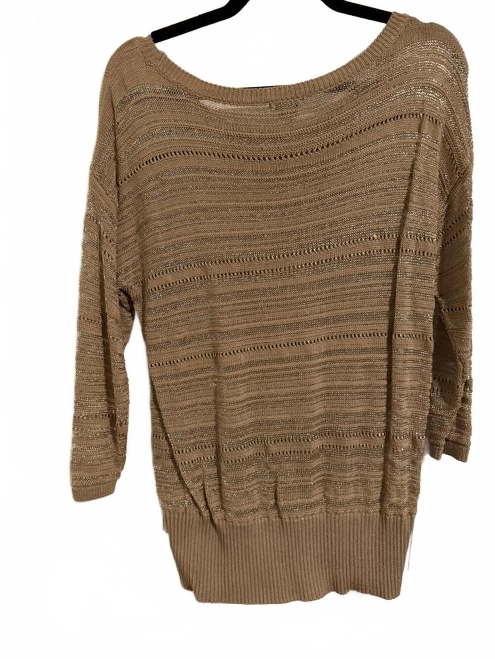 Cache Beige Metallic Lightweight Sweater Large - Picture 4 of 4